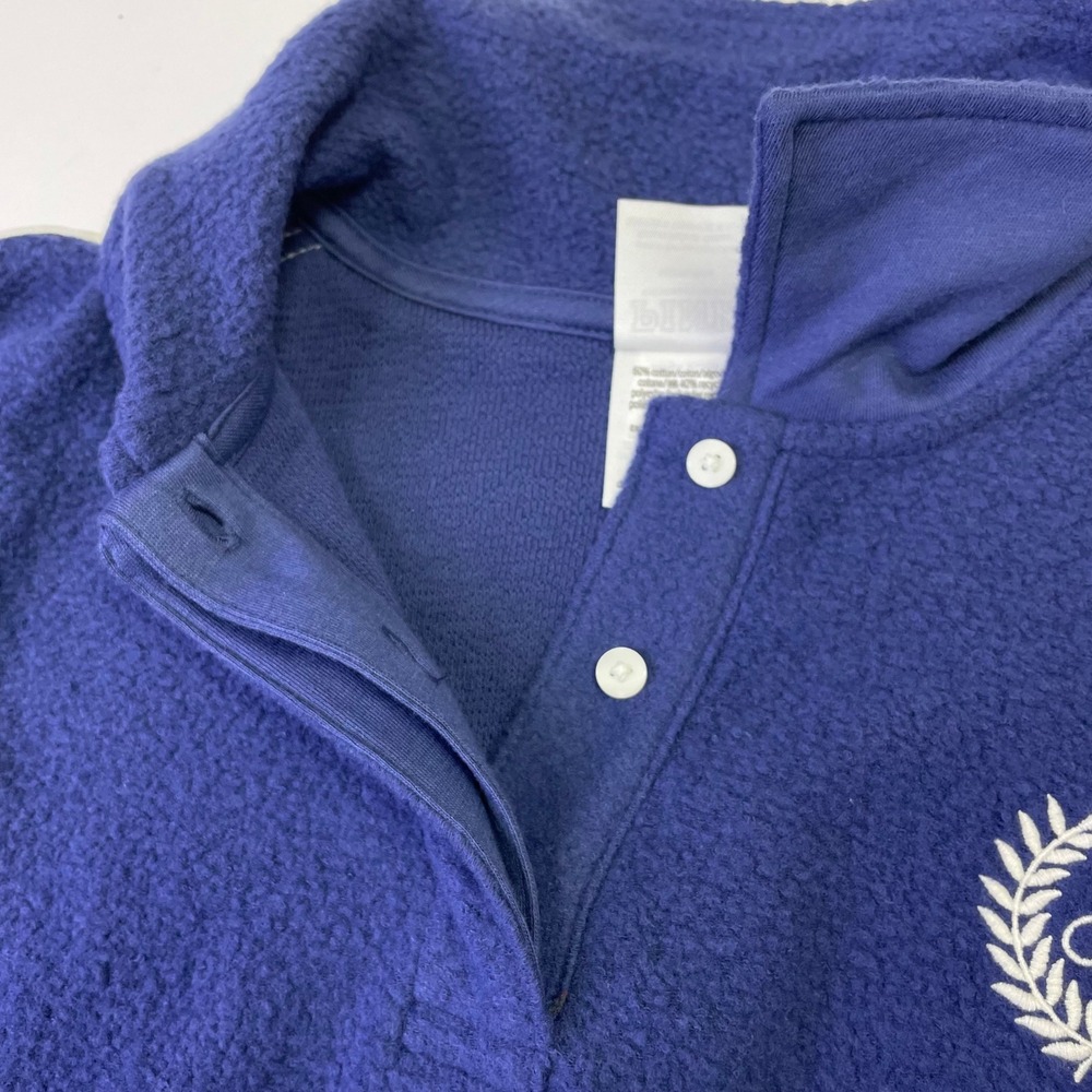 PINK Victorias Secret Navy Blue Cropped Fleece Polo Pullover Sweatshirt Medium - Picture 7 of 16